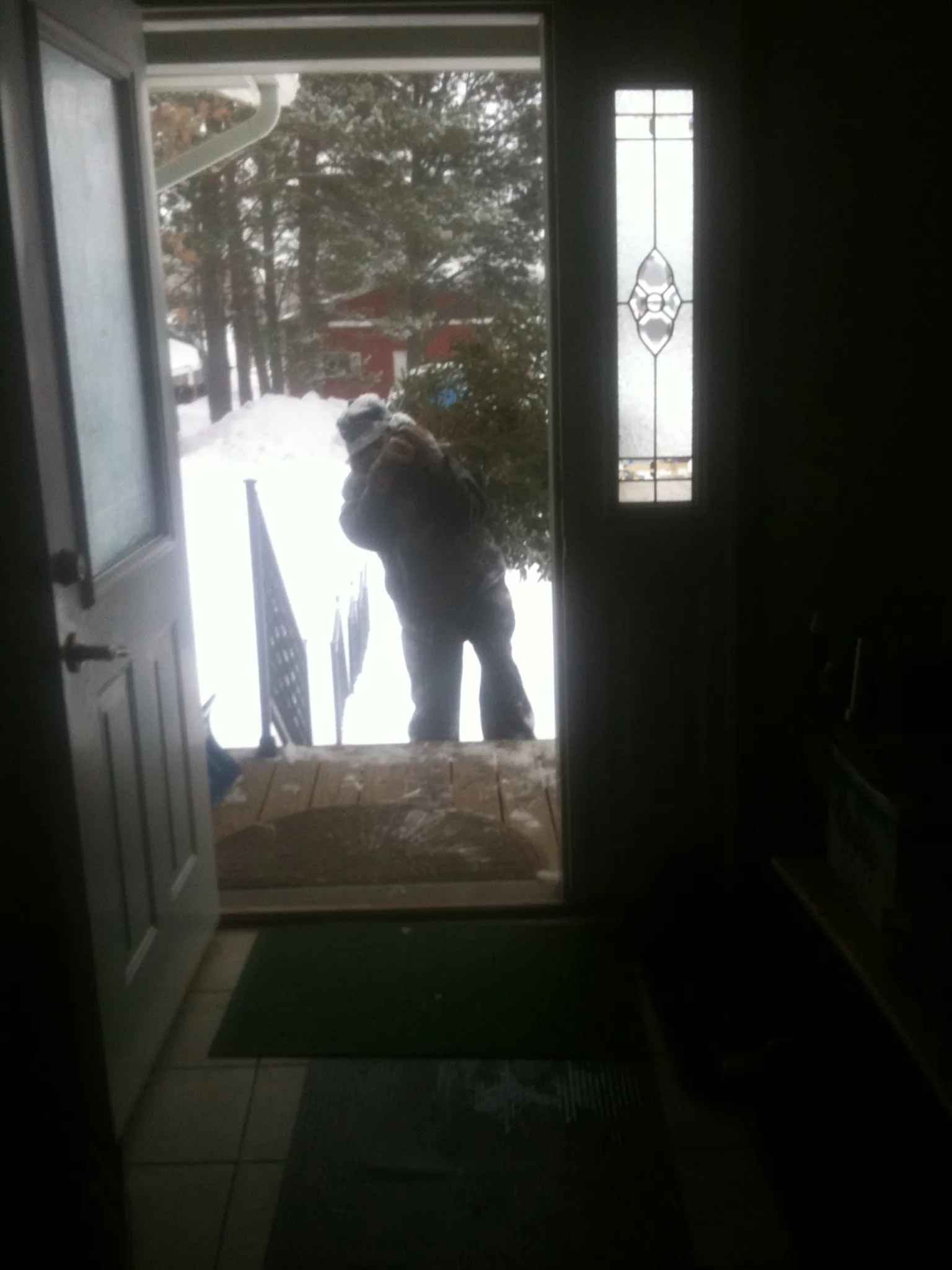 Lugging the wild beast into the house. Doesn’t hurt to review how cold and successful the hunt was.